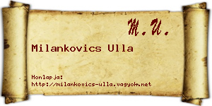 Milankovics Ulla névjegykártya